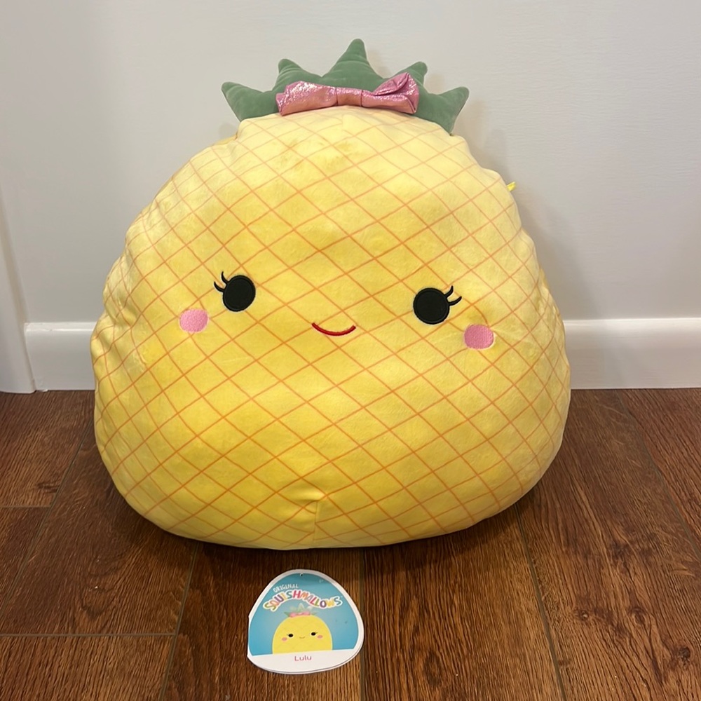 Lulu 20” squishmallow- pineapple with bow